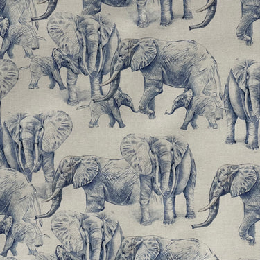 Blue Elephants Organic Cotton Print Safari Style Home Decor